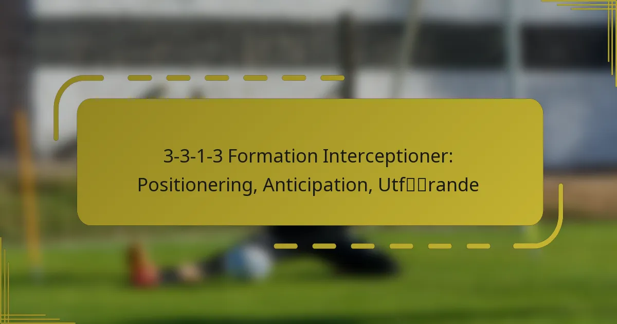 3-3-1-3 Formation Interceptioner: Positionering, Anticipation, Utförande