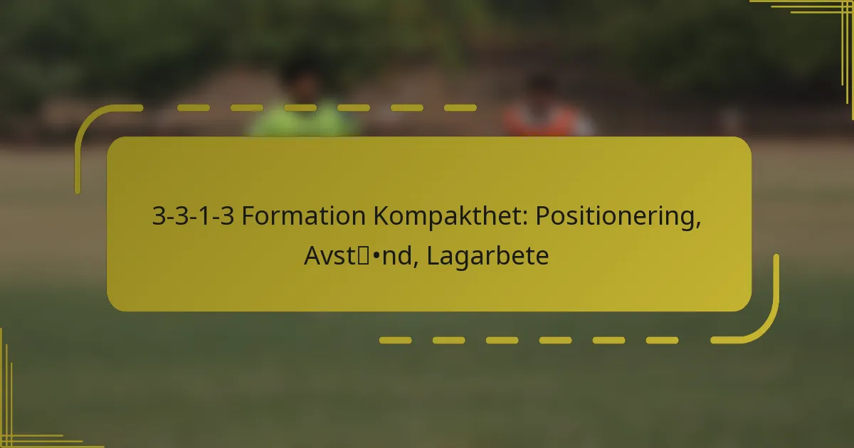 3-3-1-3 Formation Kompakthet: Positionering, Avstånd, Lagarbete