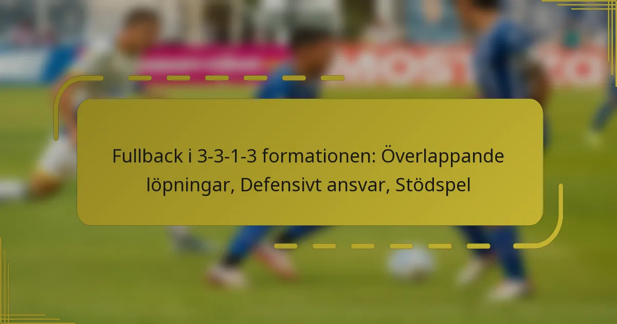Fullback i 3-3-1-3 formationen: Överlappande löpningar, Defensivt ansvar, Stödspel