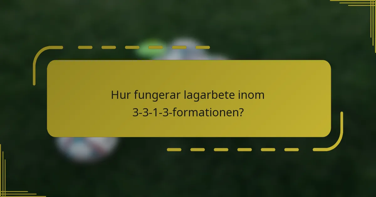 Hur fungerar lagarbete inom 3-3-1-3-formationen?
